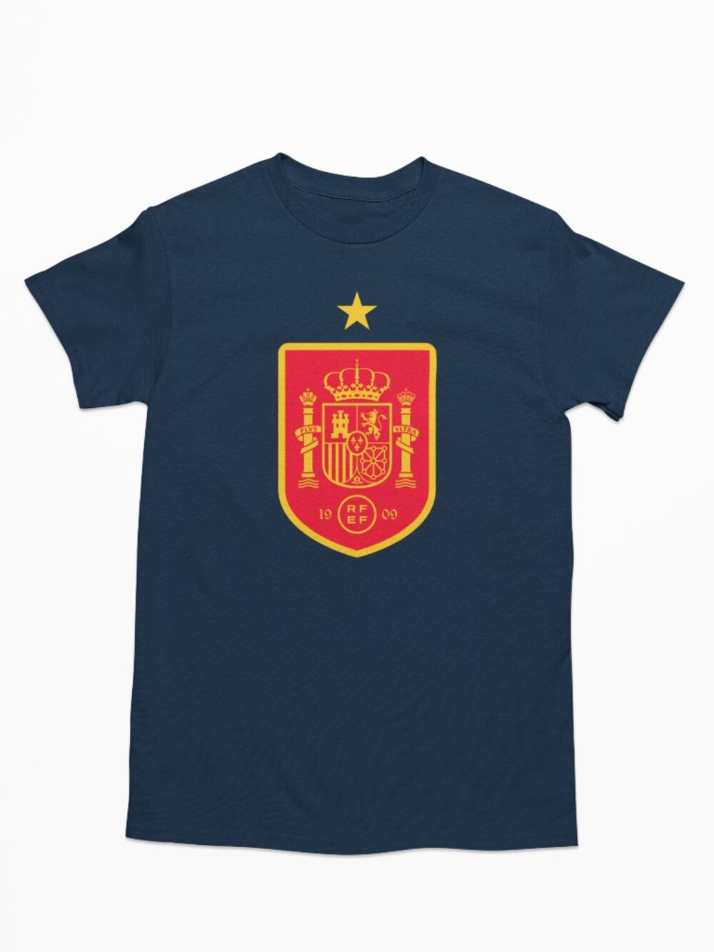NEW Spain Espana National Soccer Team Big Logo T-Shirt NAVY